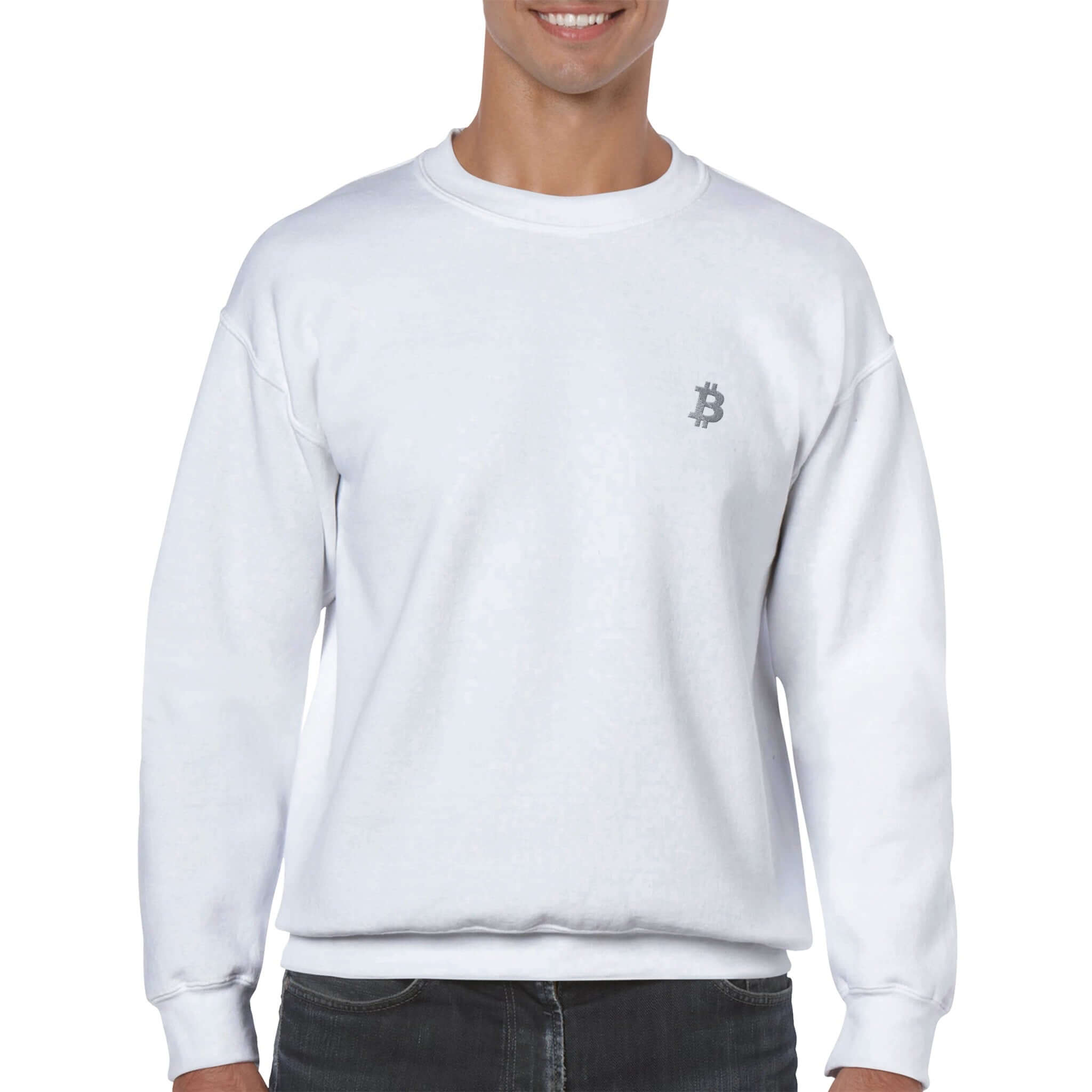 Bitcoin Embroidery Sweatshirt - Unisex Crewneck Patchicon Essential